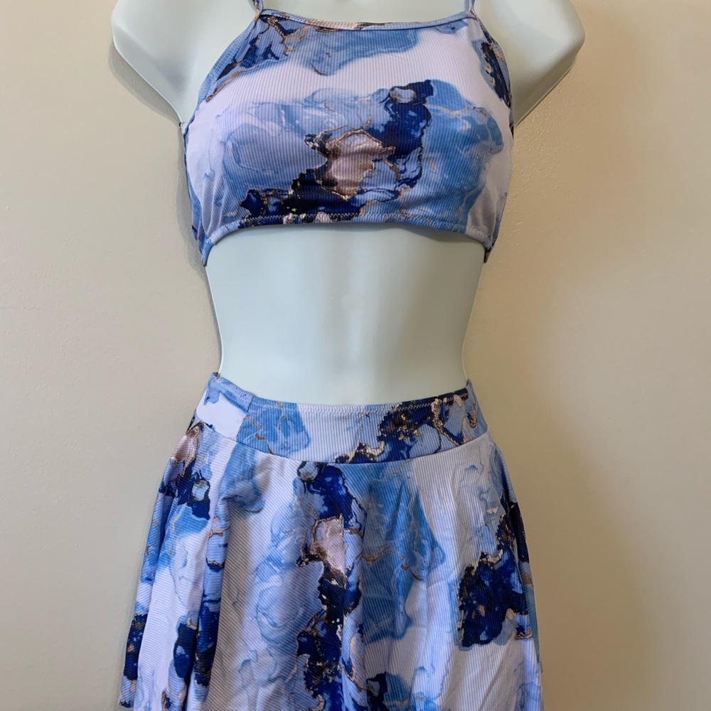 Stylish Blue and White Kids Bikini Set